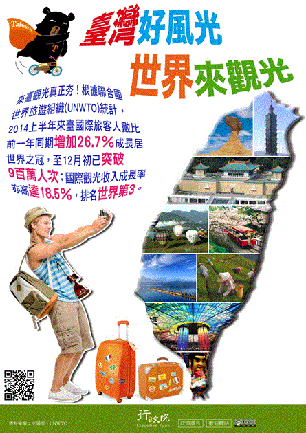 行政院政策文宣 :「臺灣好風光　世界來觀光」