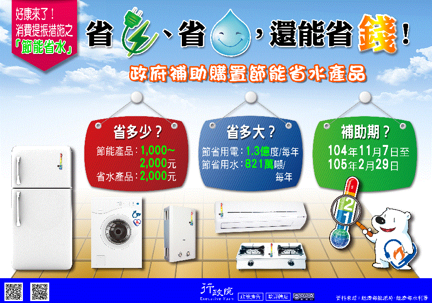 行政院政策文宣 :「政府補助購置節能省水產品」