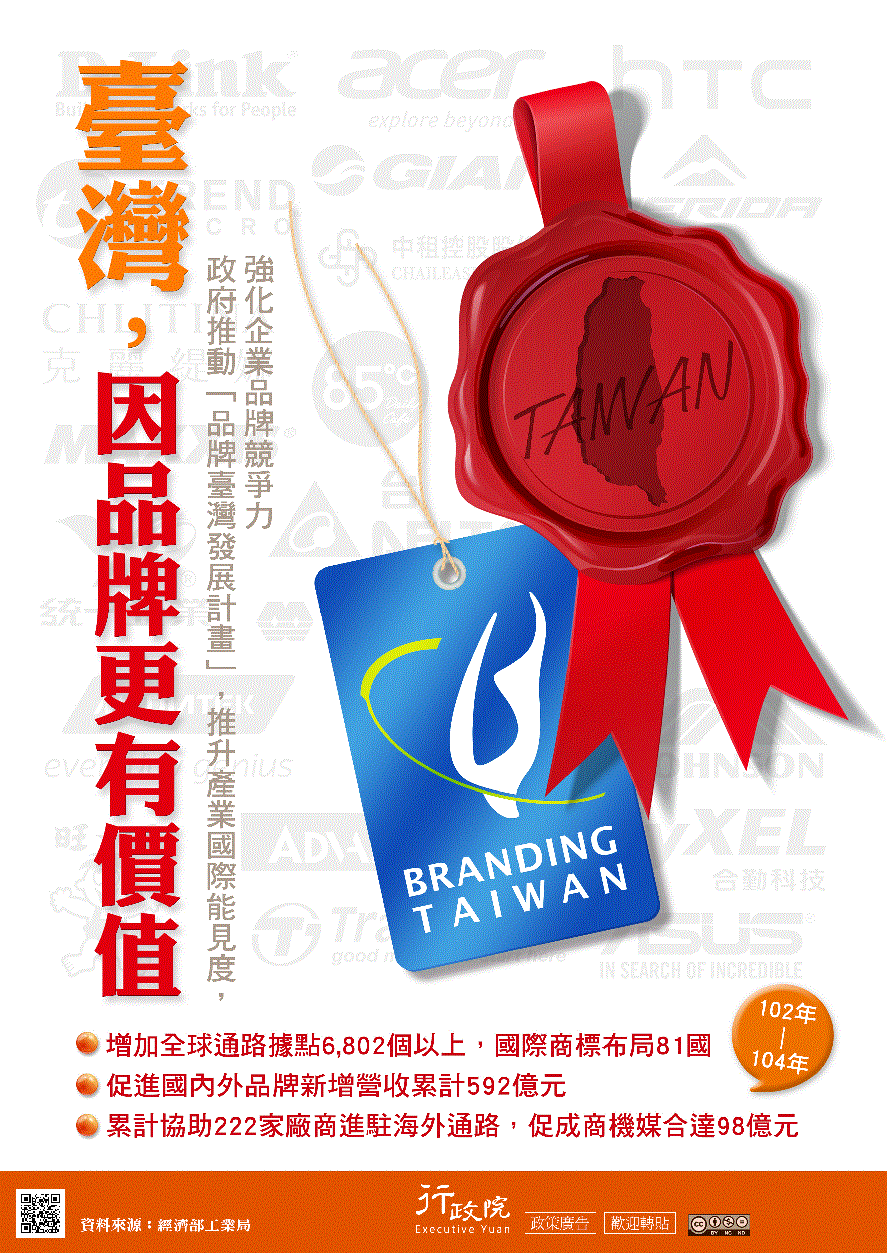 行政院政策文宣 :「推動品牌臺灣　促進產業國際競爭力」